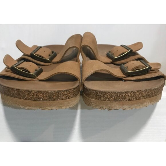 Skechers Sandals Luxe Foam Women Size 6 Tan Double Strap Slide Adjustable Buckle - Picture 6 of 12